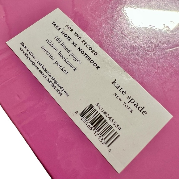 Kate Spade Pink Hardcover For the Record Take Note XL Notebook with Ribbon - Picture 4 of 6